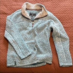 True Grit Sherpa Quarter-Zip Sweater - blue